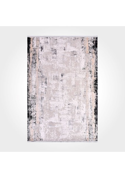 Piper Çerçeveli Krem Pamuk Kare Modern Desenli Akrilik Hav Vermeyen Leke Tutmayan Kolay Temizlenen Yumuşak Makine Salon Yolluk Mutfak Halı