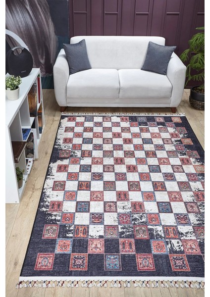 Trzebiatow Kırmızı Modern Etnik Desenli Makinada Yıkanabilir Hav Toz Vermez Leke Tutmayan Kaymaz Taban Dijital Makine Baskı Salon Yolluk Mutfak Halı modelleri