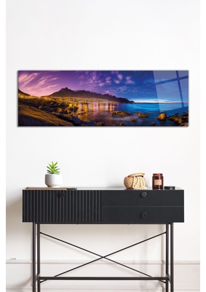 Renkli Aura Doğa Manzarası Panoramik Cam Tablo, Darbelere Dayanıklı Kırılmaz Cam, Hediyelik