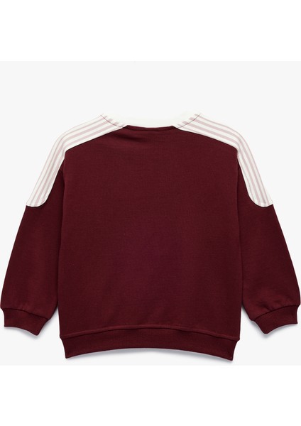 Şardonlu Pamuklu Uzun Kollu Renk Kontrastlı V Yaka Baskılı Sweatshirt fiyatları