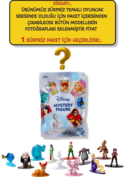 Disney Mystery Sürpriz Paket Figür - 4 cm 1 Adet Sürpriz Koleksiyonluk Metal Oyuncak