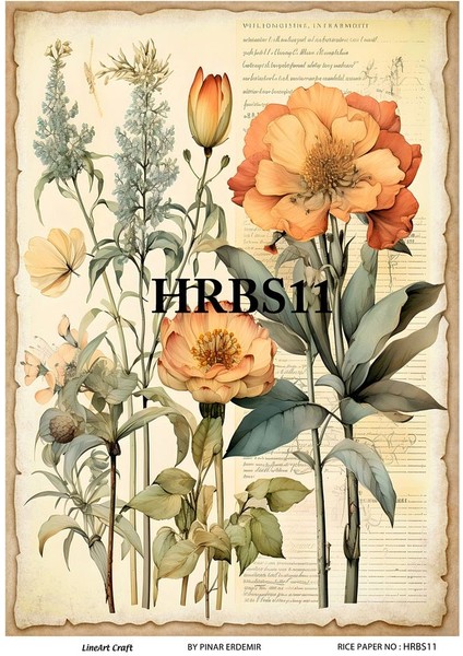 HRBS11 Vintage Çiçekler 29*42 cm Pirinç Dekopaj