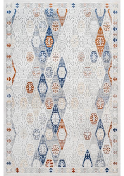 Yöresel Mavi Pamuk Daire Modern Desenli Pamuk Makinada Yıkanabilir Hav Toz Vermez Leke Tutmayan Kaymaz Taban Dijital Makine Baskı Salon Yolluk Mutfak Halı