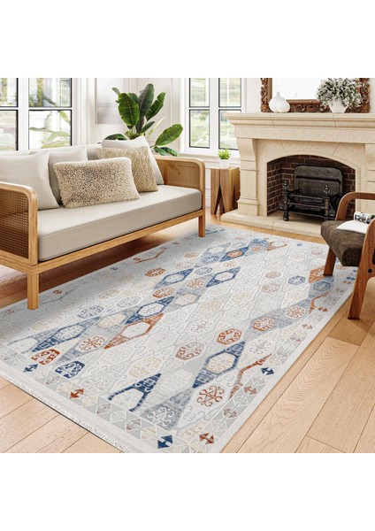 Yöresel Mavi Pamuk Daire Modern Desenli Pamuk Makinada Yıkanabilir Hav Toz Vermez Leke Tutmayan Kaymaz Taban Dijital Makine Baskı Salon Yolluk Mutfak Halı fiyatları