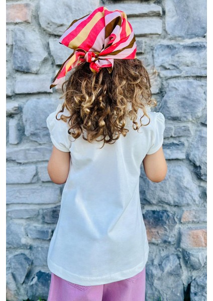 Kız Çocuk Tişört Fırfırlı Güpürlü 3-8 Yaş, Ekru fiyatları