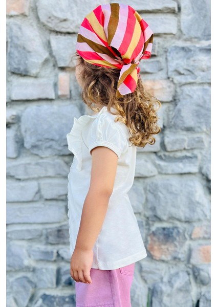 Kız Çocuk Tişört Fırfırlı Güpürlü 3-8 Yaş, Ekru modelleri