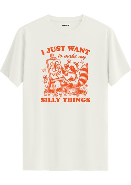 Rakun Resim Tuval Çizim Baskılı Regular Tişört %100 Pamuk Premium Kumaş