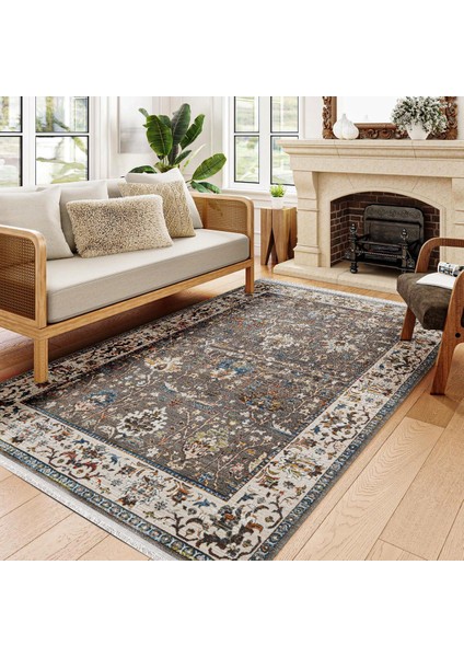 Çerçeveli Krem Pamuk Dikdörtgen Modern Desenli Pamuk Makinada Yıkanabilir Hav Toz Vermez Leke Tutmayan Kaymaz Taban Dijital Makine Baskı Salon Yolluk Mutfak Halı modelleri