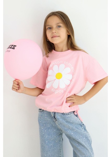 Kız Çocuk Tişört Papatya Baskılı 7-12 Yaş, Pembe fiyatları