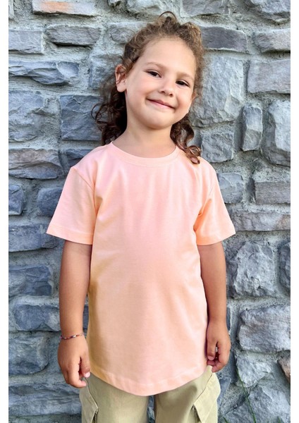 Kız Çocuk Tişört Basic 4-14 Yaş, Somon