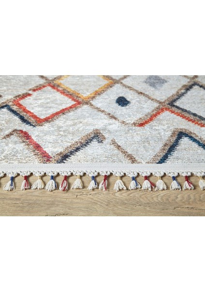 Koscian Krem Göbekli Etnik Modern Desenli Makinada Yıkanabilir Hav Toz Vermez Leke Tutmayan Kaymaz Taban Dijital Makine Baskı Salon Yolluk Mutfak Halı modelleri