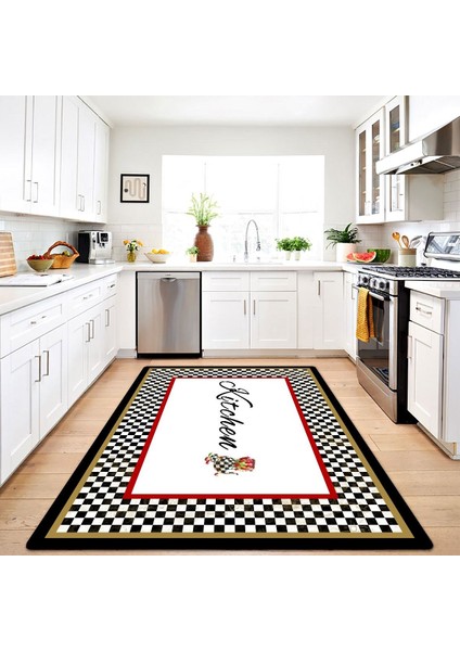 Bethany Damalı Siyah Polyester Kare Modern Desenli Pamuk Makinada Yıkanabilir Hav Toz Vermez Leke Tutmayan Kaymaz Taban Dijital Makine Baskı Salon Yolluk Mutfak Halı fiyatları