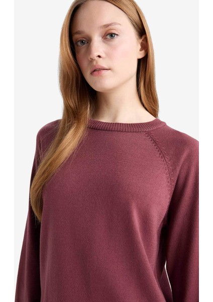 Regular Fit Bisiklet Yaka Basic Düz Triko Kazak Tunik C4474AX25WN fırsatları