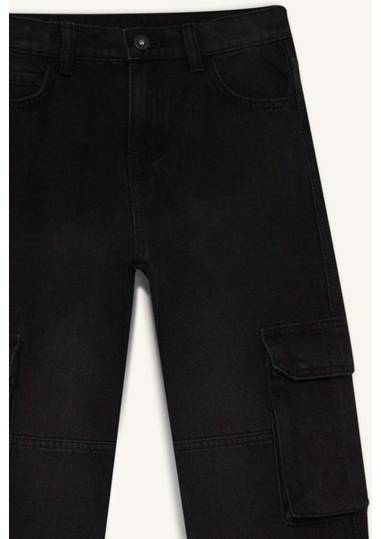 Erkek Çocuk Kargo Fit Düz Paça Jean Pantolon F0489A825AU