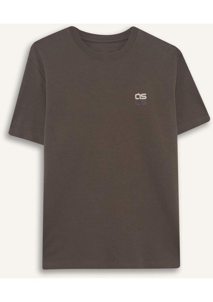 Regular Fit Bisiklet Yaka Baskılı Kısa Kollu Tişört F3472AX25AU