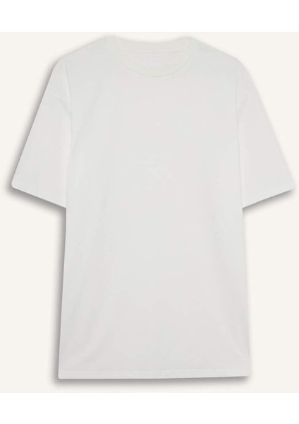 %100 Pamuk New Regular Fit Bisiklet Yaka Basic Düz Kısa Kollu Beyaz Tişört V7699AZ25SP