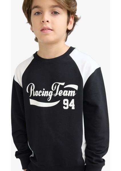 Erkek Çocuk Bisiklet Yaka Baskılı Sweatshirt F1965A825AU