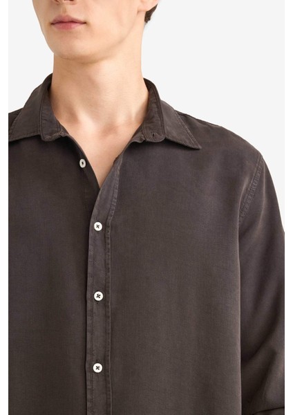 Regular Fit Tensel Uzun Kollu Gömlek G0406AX25AU