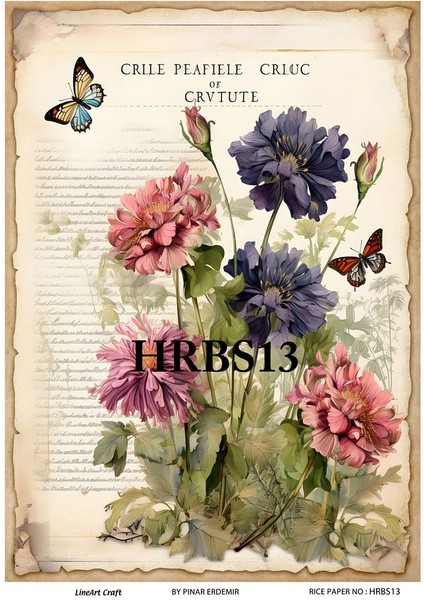 HRBS13 Vintage Çiçekler 29*42 cm Pirinç Dekopaj