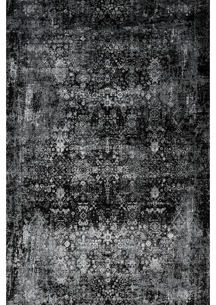 Eskitme Siyah Pamuk Dikdörtgen Modern Desenli Pamuk Makinada Yıkanabilir Hav Toz Vermez Leke Tutmayan Kaymaz Taban Dijital Makine Baskı Salon Yolluk Mutfak Halı