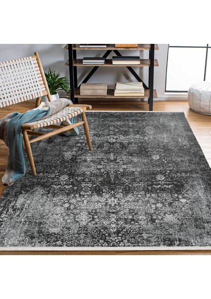 Eskitme Siyah Pamuk Dikdörtgen Modern Desenli Pamuk Makinada Yıkanabilir Hav Toz Vermez Leke Tutmayan Kaymaz Taban Dijital Makine Baskı Salon Yolluk Mutfak Halı fiyatları