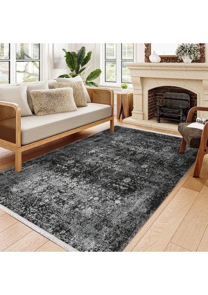 Eskitme Siyah Pamuk Dikdörtgen Modern Desenli Pamuk Makinada Yıkanabilir Hav Toz Vermez Leke Tutmayan Kaymaz Taban Dijital Makine Baskı Salon Yolluk Mutfak Halı modelleri