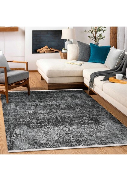 Eskitme Siyah Pamuk Dikdörtgen Modern Desenli Pamuk Makinada Yıkanabilir Hav Toz Vermez Leke Tutmayan Kaymaz Taban Dijital Makine Baskı Salon Yolluk Mutfak Halı fırsatları