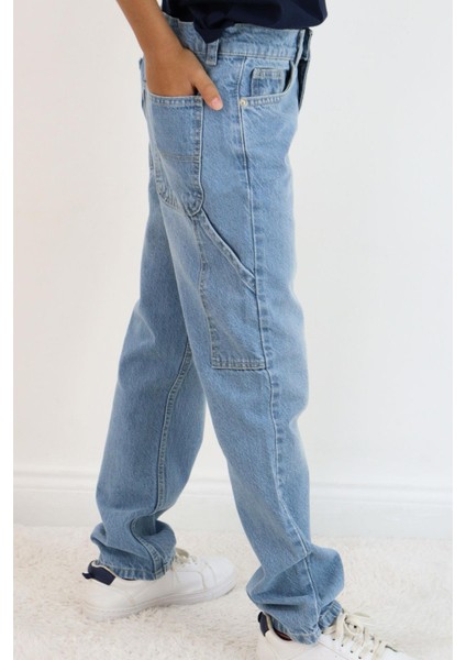 Erkek Çocuk Jean Pantolon Marangoz Model 5-9 Yaş, Açık Mavi fiyatları