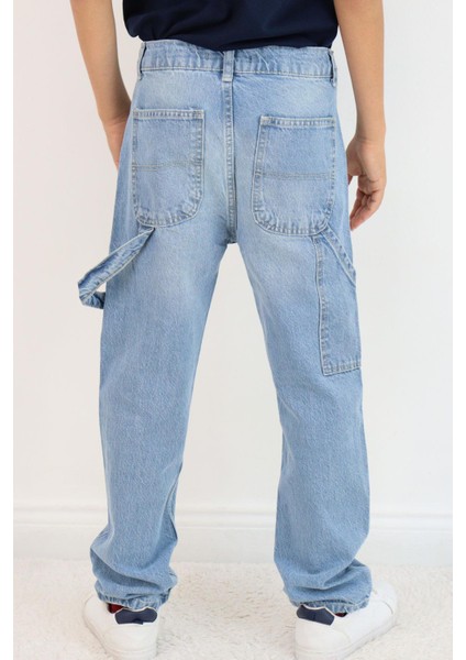 Erkek Çocuk Jean Pantolon Marangoz Model 5-9 Yaş, Açık Mavi modelleri