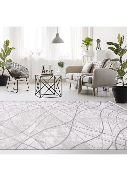 Evelyn Geometrik Gri Akrilik Dikdörtgen Modern Desenli Akrilik Hav Vermeyen Leke Tutmayan Kolay Temizlenen Yumuşak Makine Salon Yolluk Mutfak Halı indirimleri