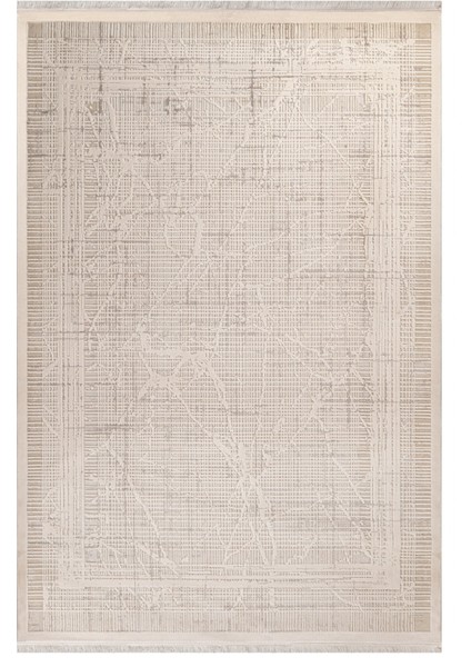 Dalal Çerçeveli Krem Akrilik Dikdörtgen Modern Desenli Akrilik Hav Vermeyen Leke Tutmayan Kolay Temizlenen Yumuşak Makine Salon Yolluk Mutfak Halı