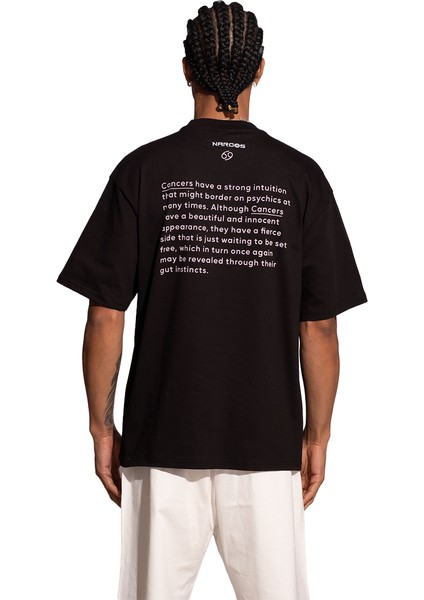 Erkek Oversize Siyah T-Shirt Yengeç Burcu fiyatları