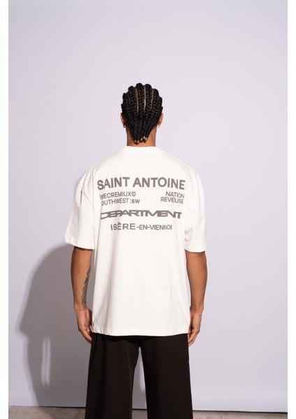 Erkek Oversize T-Shirt Saint Antoinne Beyaz