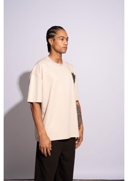 Erkek Oversize T-Shirt Hotel De Narcos Bej modelleri