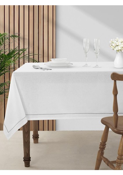 Nakışlı Beyaz Masa Örtüsü Lola