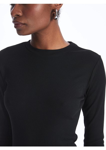 Lcw Vision Siyah Bisiklet Yaka Düz Uzun Kollu Kadın Elbise indirimleri