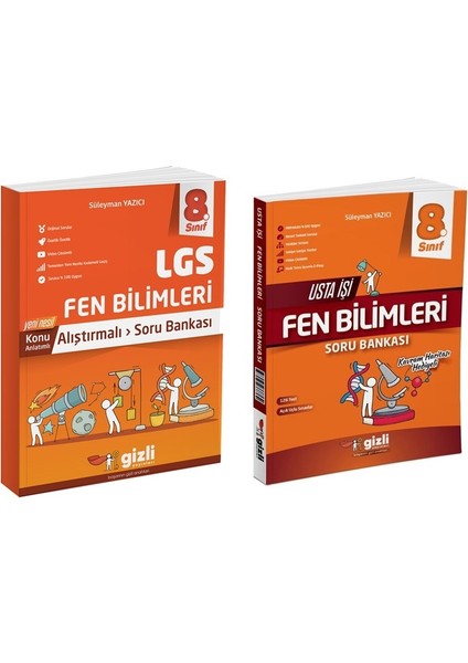 Gizli 2025 8. Sınıf Lgs Fen Bilimleri Alıştırmalı + Usta Işi Soru Bankası Seti 2 Kitap Güncel Müfredat