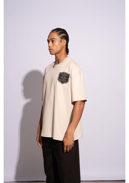 Erkek Oversize T-Shirt Hotel De Narcos Bej fırsatları
