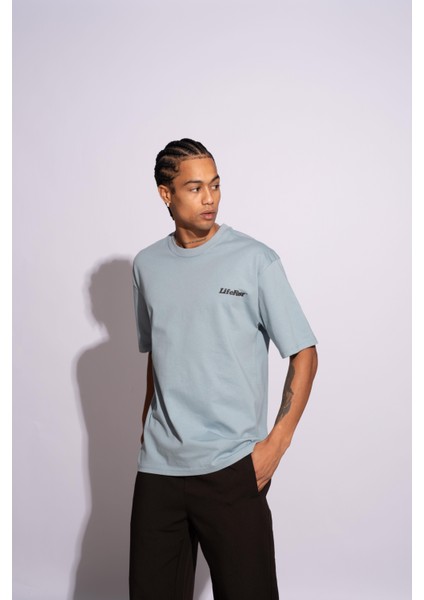 Erkek Oversize T-Shirt Life Fast Mavi indirimleri