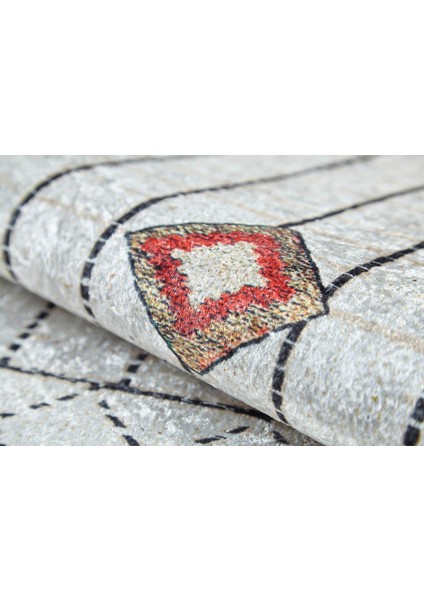 Kobylka Bej Göbekli Etnik Modern Desenli Makinada Yıkanabilir Hav Toz Vermez Leke Tutmayan Kaymaz Taban Dijital Makine Baskı Salon Yolluk Mutfak Halı fırsatları