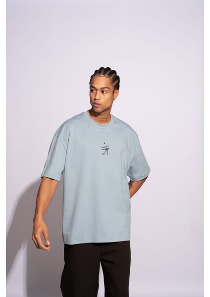 Erkek Oversize T-Shirt Ra Mavi