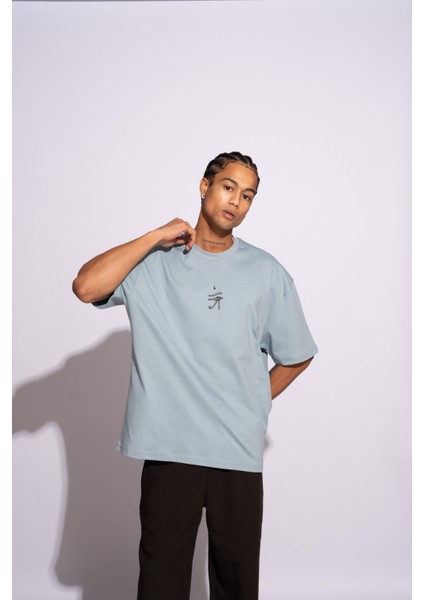 Erkek Oversize T-Shirt Ra Mavi modelleri