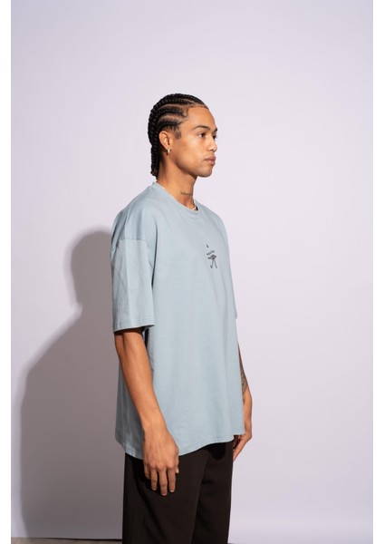 Erkek Oversize T-Shirt Ra Mavi fırsatları