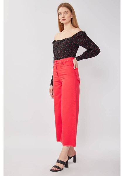Kadın Püskül Detaylı Culotte Pantolon Kırmızı modelleri