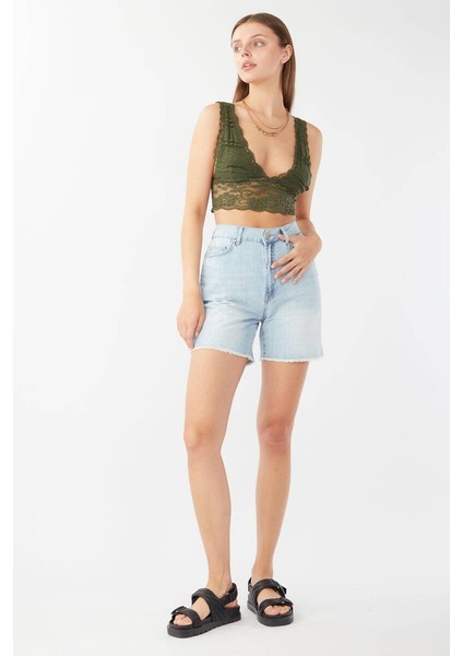 Kadın Paçası Kesik Jean Şort Açık Mavi fiyatları