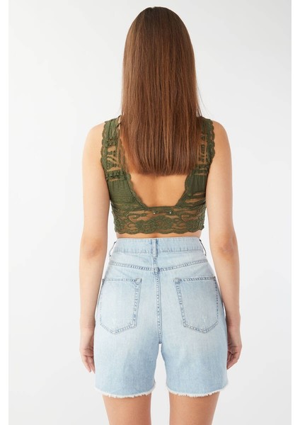Kadın Paçası Kesik Jean Şort Açık Mavi fırsatları