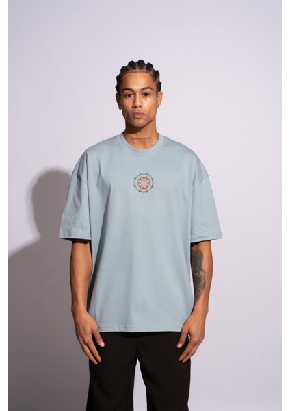 Erkek Oversize T-Shirt Mandela Mavi fiyatları