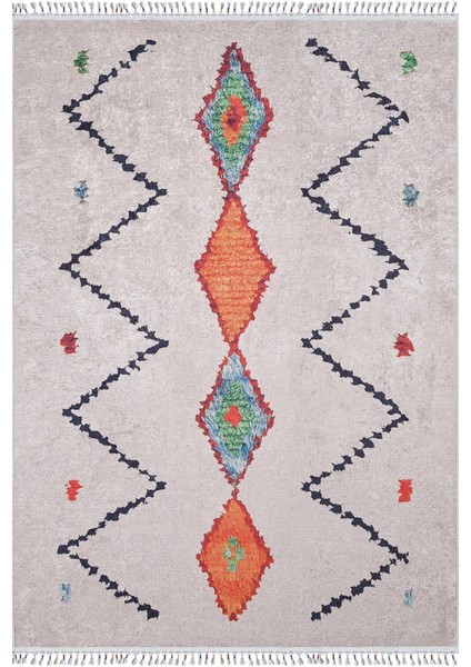 Wroclawskie Turuncu Göbekli Etnik Modern Desenli Makinada Yıkanabilir Hav Toz Vermez Leke Tutmayan Kaymaz Taban Dijital Makine Baskı Salon Yolluk Mutfak Halı