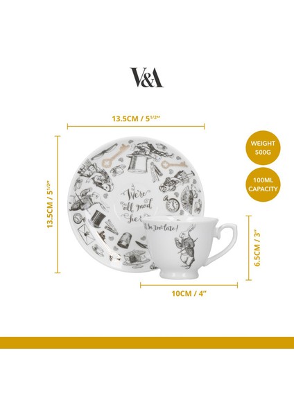 x V&a Alice In Wonderland 100ML Porselen Kahve Fincanı fiyatları