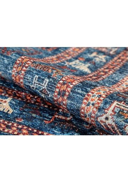 Milakowo Mavi Modern Etnik Desenli Makinada Yıkanabilir Hav Toz Vermez Leke Tutmayan Kaymaz Taban Dijital Makine Baskı Salon Yolluk Mutfak Halı fırsatları